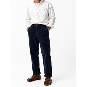 Polo Ralph Lauren Preston Fit Corduroy Pants 40x32 Navy Blue Classic Casual